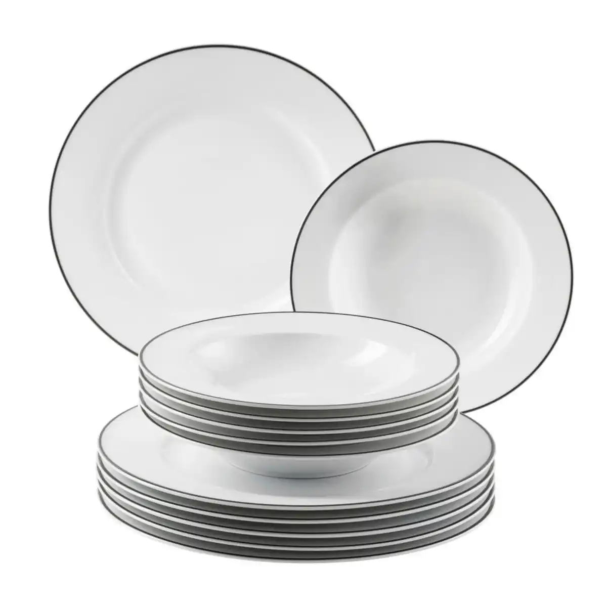 Bild 1 von Mäser Tafelservice Nola, Schwarz, Weiß, Keramik, 12-teilig, Essen & Trinken, Geschirr, Geschirr-Sets, Tafelservice