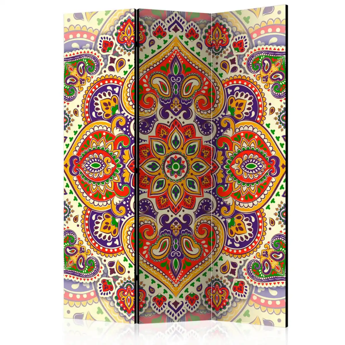 Bild 1 von artgeist Paravent, Mehrfarbig, Holz, Textil, Kiefer, massiv, Mandala, 135x172x3 cm, Motiv auf Vorder- und Rückseite, Wohnzimmer, Raumteiler & Paravents, Paravents