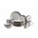 Bild 1 von Mäser Kombiservice Metallic Rim, Grau, Keramik, 24-teilig, 400 ml, 43x32.5x32 cm, handbemalt, Essen & Trinken, Geschirr, Geschirr-Sets, Kombiservice
