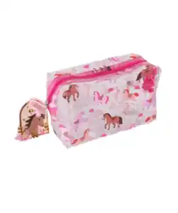 Glitzer-Etui mit Pferden, bunt