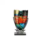 Bild 1 von Vase, Mehrfarbig, Metall, Glas, oval, 29x47.5x10.5 cm, nur für Seiden- und Kunstblumen geeignet, zu Dekorationszwecken, handgemacht, Dekoration, Vasen, Glasvasen