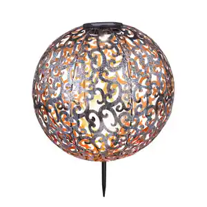 Globo Solarleuchte, Silber, Metall, 40 cm, Lampen & Leuchten, Außenbeleuchtung, Solarleuchten