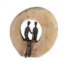 Bild 1 von Skulptur, Braun, Hellbraun, Holz, Metall, Mangoholz, massiv, 23.5x25x7 cm, stehend, Dekoration, Skulpturen & Dekoobjekte, Skulpturen