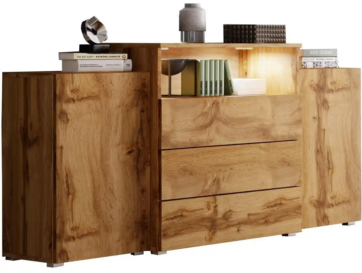 Bild 1 von Sideboard Urban III mit LED ca. 150x69 cm Eiche Wotan, Eiche Wotan
