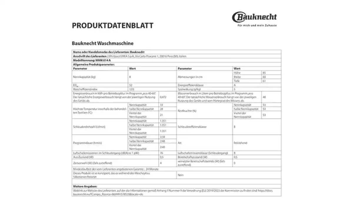 Bild 4 von Bauknecht Waschvollautomat WAM814A