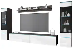 Wohnwand Vera 4-tlg. ca. 240x130 cm Anthrazit/Weiß, Anthrazit, Weiß Hochglanz