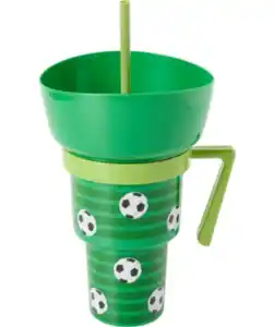 Trinkbecher + Snackschale Fußball, grün