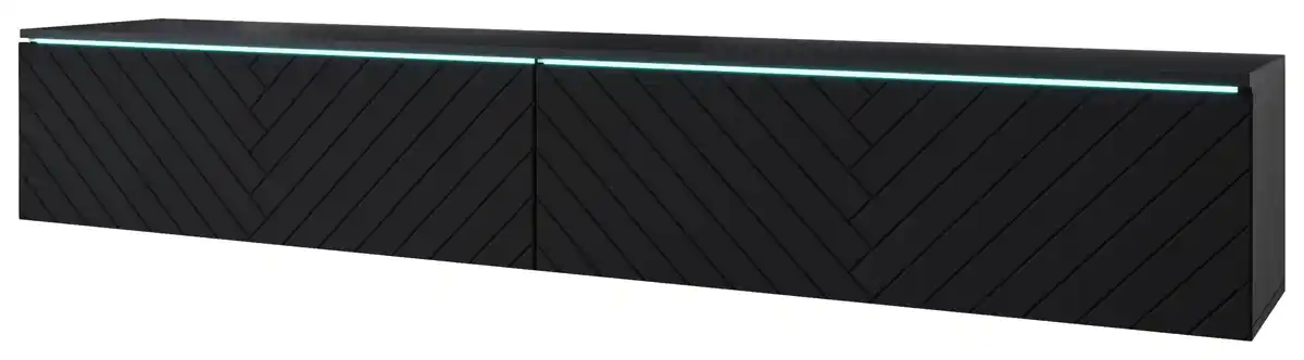 Bild 1 von Lowboard ca. 180x30 cm mit LED Fischgräte Schwarz, Schwarz