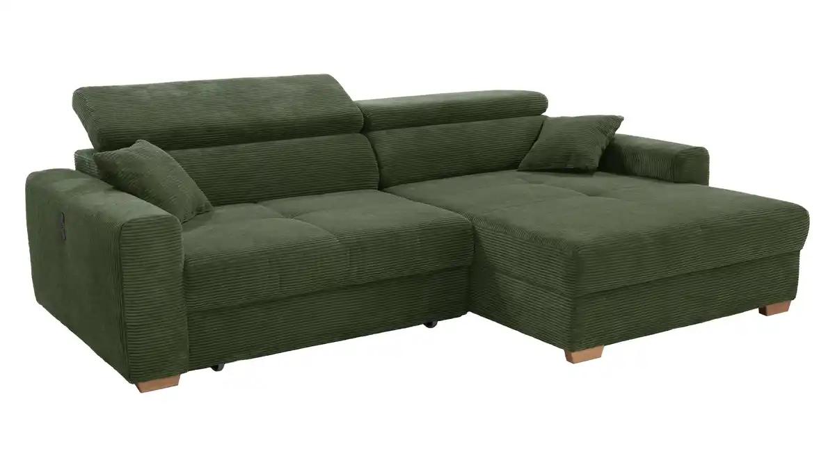 Bild 1 von Ecksofa Cord elektrisch ausfahrbar grün 277 cm - SLIDER