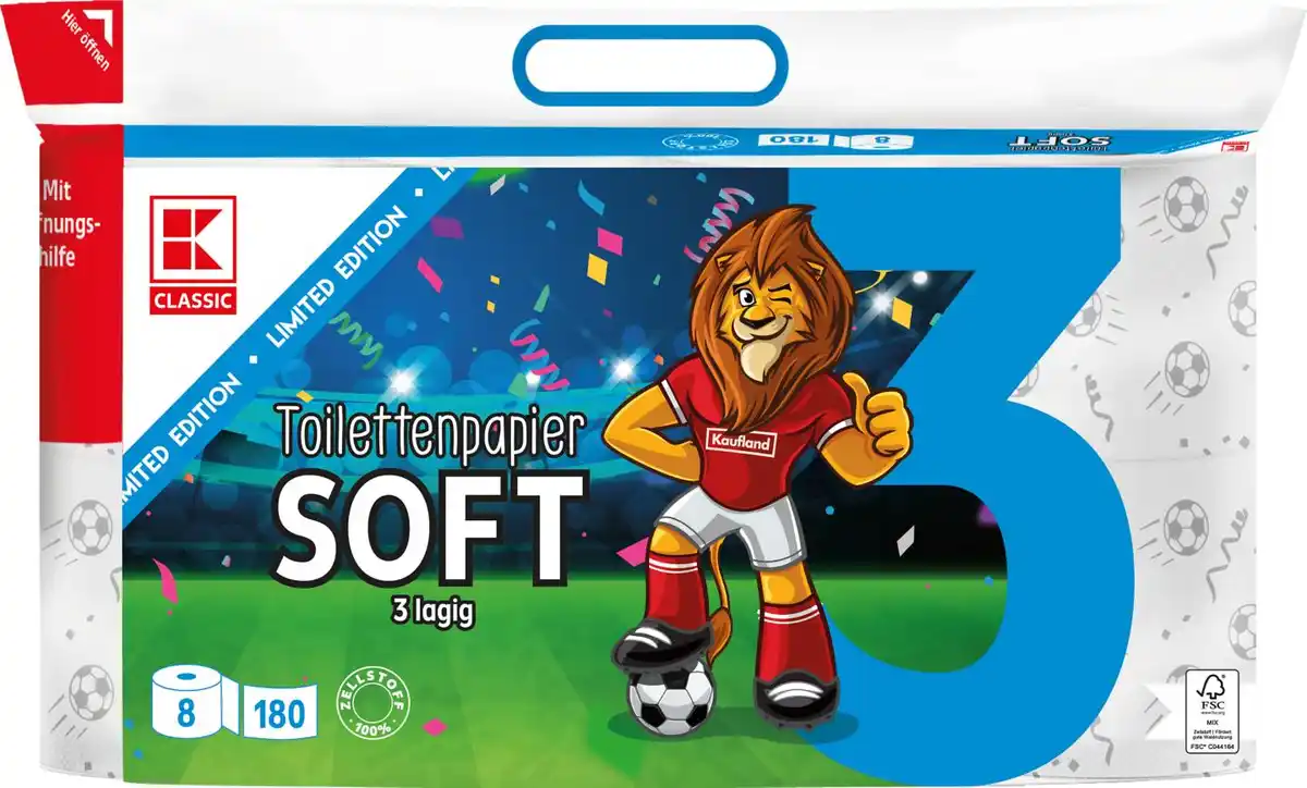 Bild 1 von K-CLASSIC Toilettenpapier Soft Limited Edition, Packg. = 8 x 180 Blatt