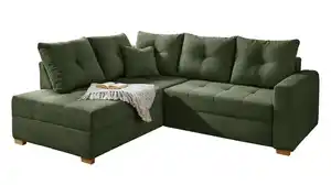 Ecksofa Cord grün 228 cm - Schlaffunktion Bettkasten - HEIDELBERG
