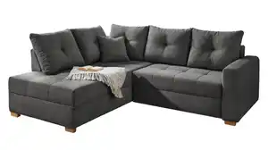Ecksofa Cord 228 cm grau - Schlaffunktion Bettkasten - HEIDELBERG