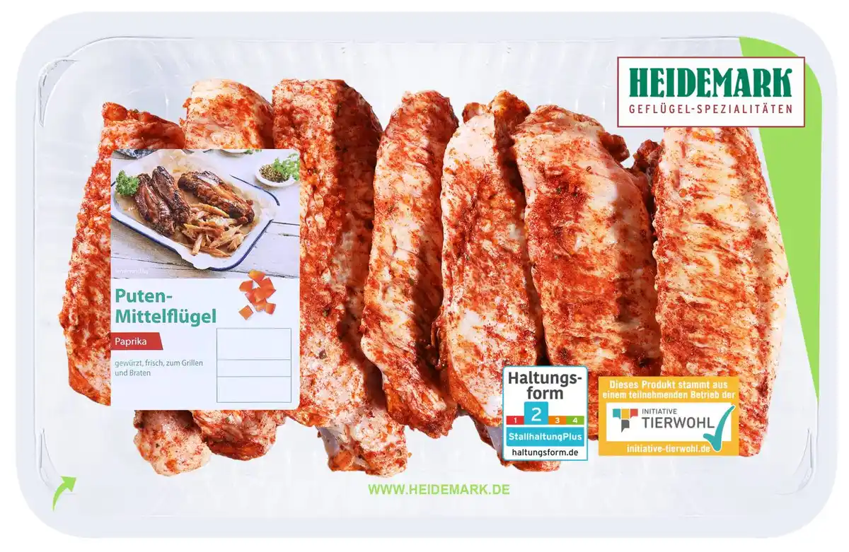Bild 1 von HEIDEMARK Puten-Mittelflügel »Paprika«, 1,2-kg-Packg.