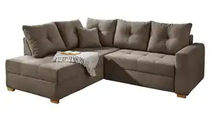 Ecksofa Cord taupe 228 cm - Schlaffunktion Bettkasten - HEIDELBERG