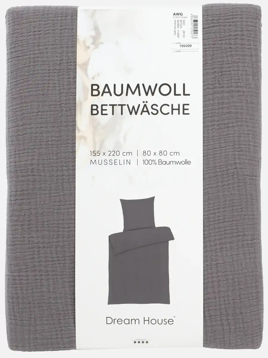 Bild 2 von Musselin Bettwäsche 155 x 220 cm Grau