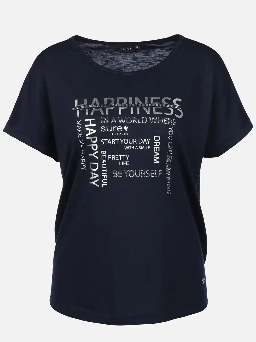 Bild 1 von Damen Shirt mit Glitzersteinchen und Glitzerprint Blau