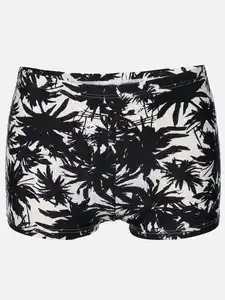 Damen Bikinishorts mit Palmen Schwarz