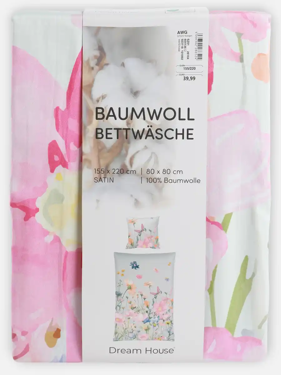 Bild 2 von Satin Bettwäsche, 155x220cm Weiß