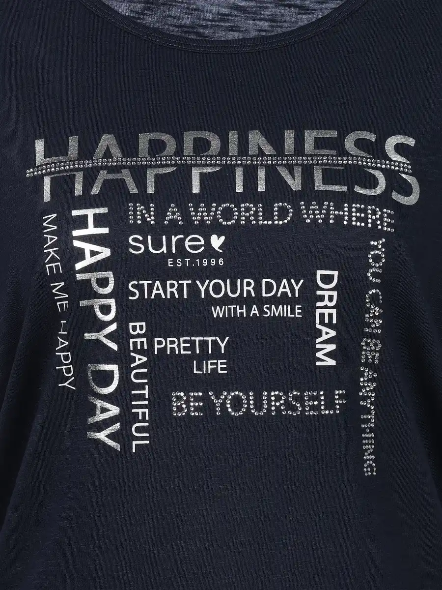 Bild 3 von Damen Shirt mit Glitzersteinchen und Glitzerprint Blau