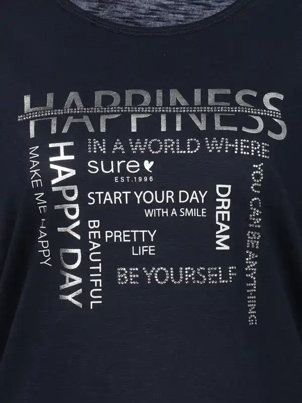 Bild 3 von Damen Shirt mit Glitzersteinchen und Glitzerprint Blau