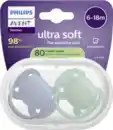 Bild 1 von PHILIPS AVENT ultra soft Schnuller blau & grün 6-18 Monate