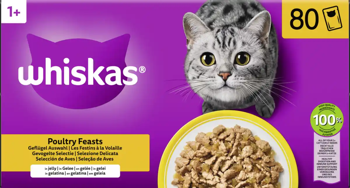 Bild 1 von Whiskas Geflügel Auswahl in Gelee Jumbo Pack, 6.800 g