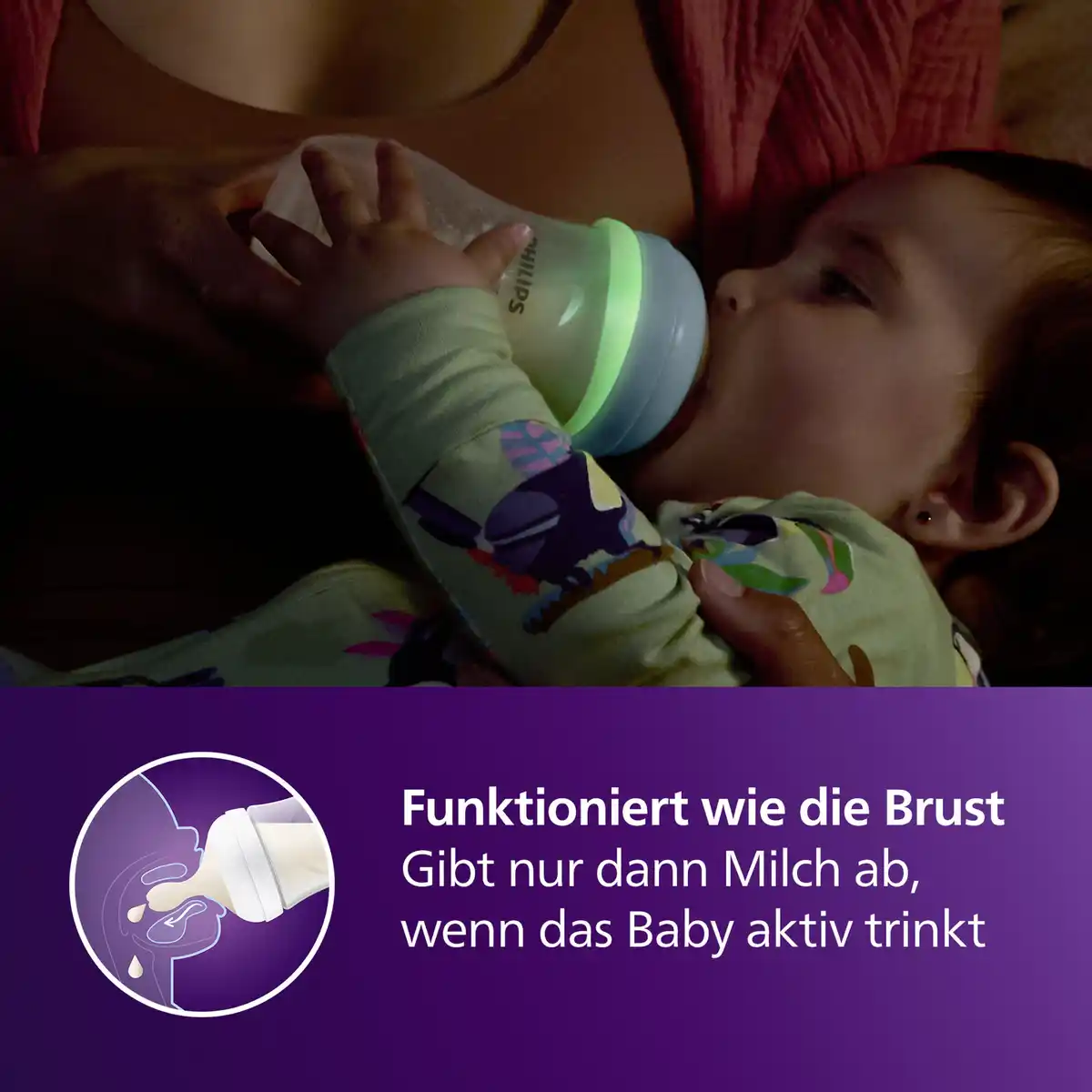 Bild 2 von PHILIPS AVENT Natural Response Nachtflasche SCY90381 3-6 Monate