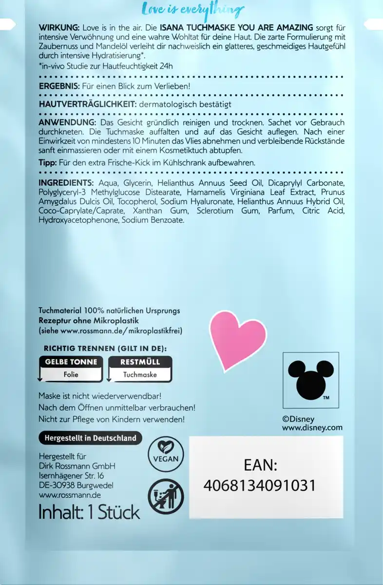 Bild 2 von ISANA Disney Tuchmaske You are Amazing