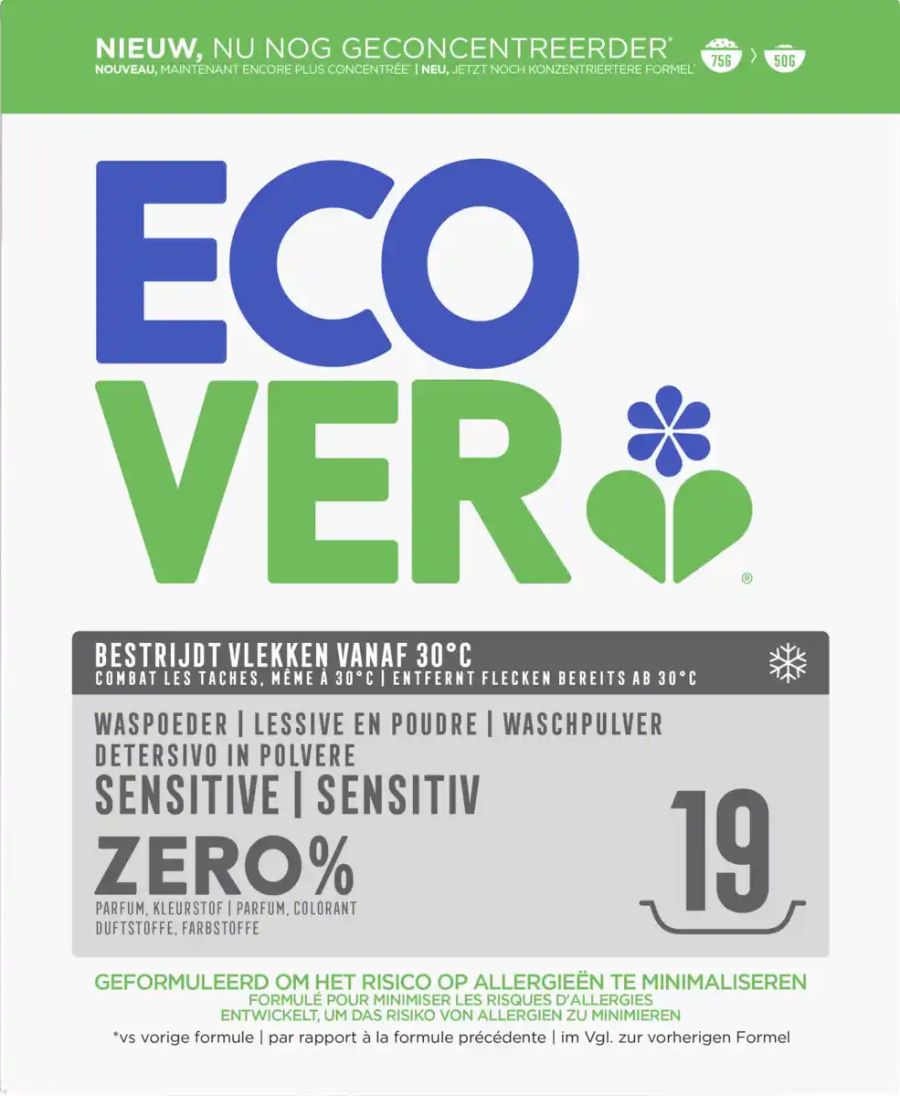 Bild 1 von Ecover Universalwaschmittel Pulver sensitiv 19WL, 19 WL