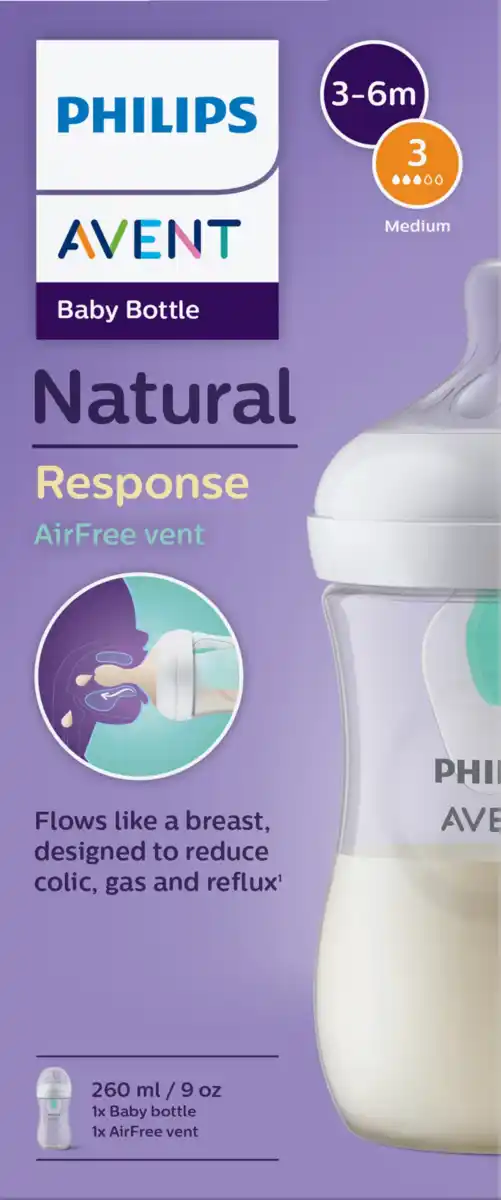 Bild 1 von PHILIPS AVENT Natural Response AirFree Flasche 260 ml SCY67301 3-6 Monate