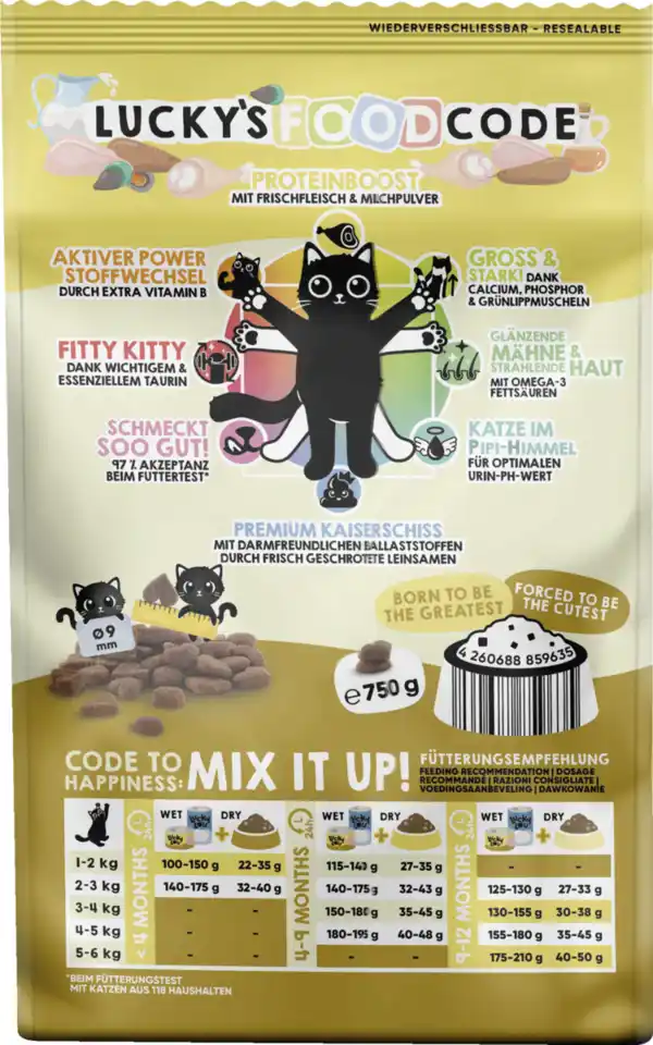 Bild 2 von Lucky Lou FoodCode Kitten Geflügel & Huhn Trockenfutter, 750 g
