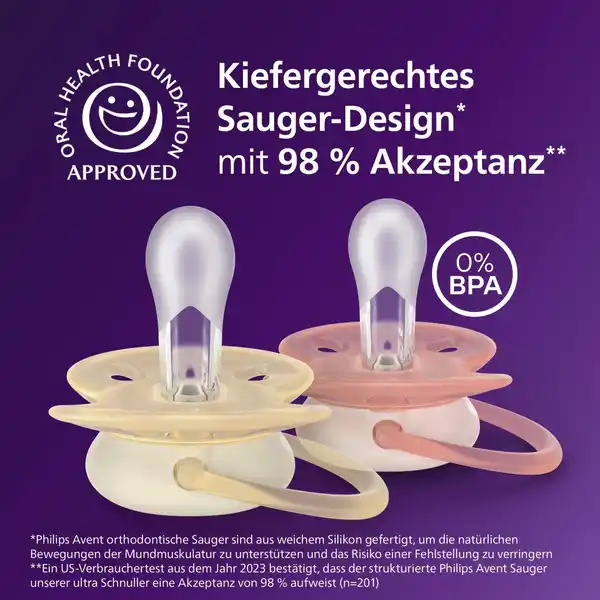 Bild 3 von PHILIPS AVENT ultra soft Schnuller beige & rosa 0-6 Monate