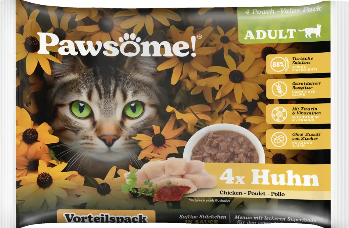 Bild 1 von Pawsome Adult Huhn Flowpack 4er, 340 g