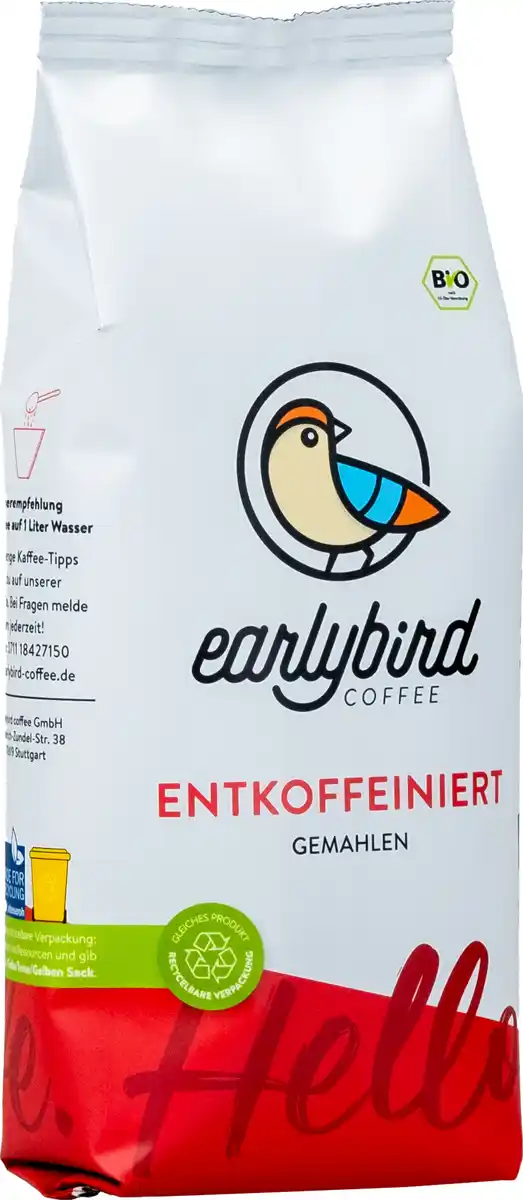 Bild 1 von earlybird coffee Bio Kaffee Entkoffeiniert gemahlen, 250 g