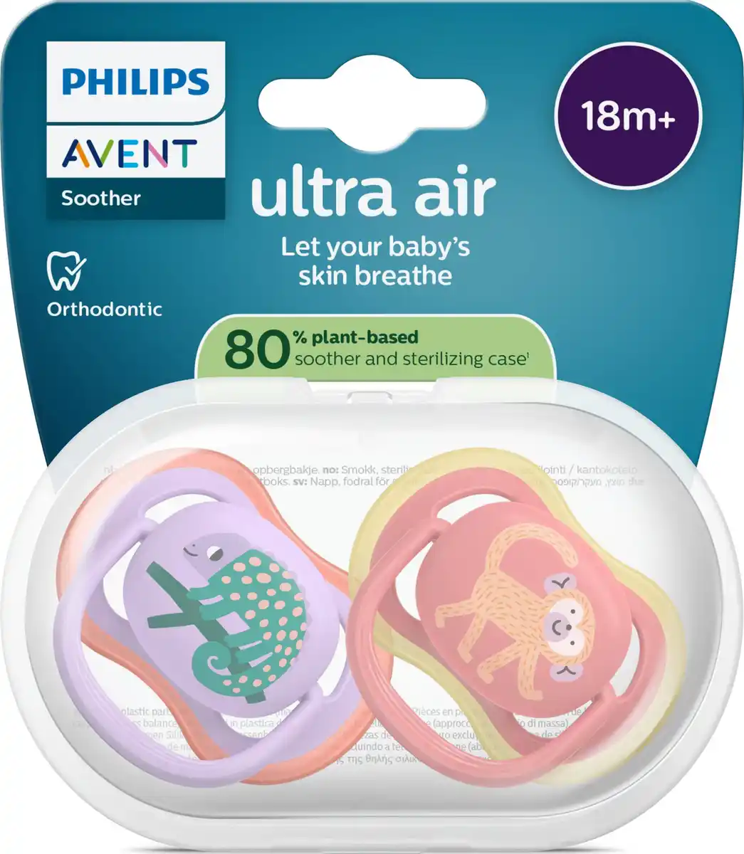 Bild 1 von PHILIPS AVENT ultra air Schnuller Chamäleon & Affe 18+ Monate