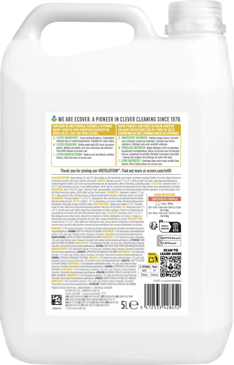 Bild 2 von Ecover Weichspüler Gardenie & Vanille Refill 200WL, 200 WL