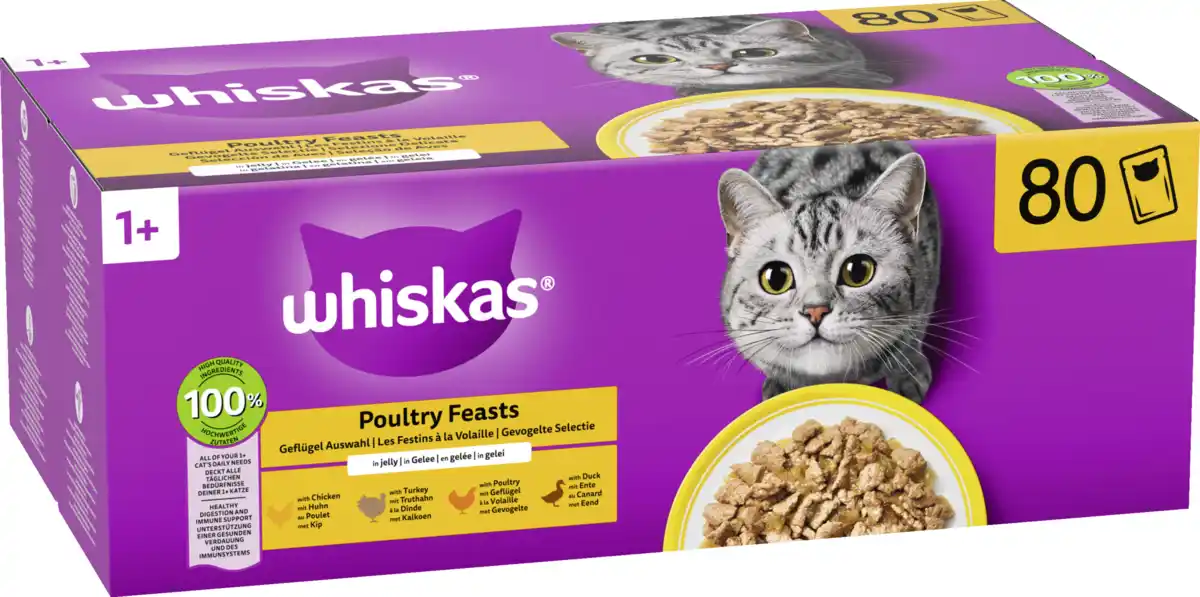 Bild 2 von Whiskas Geflügel Auswahl in Gelee Jumbo Pack, 6.800 g