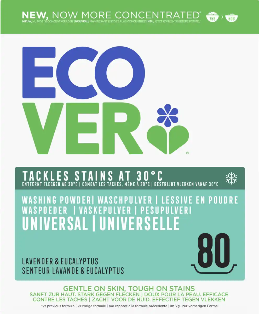 Bild 1 von Ecover Universalwaschmittel Pulver Lavendel & Eukalyptus 80WL, 80 WL