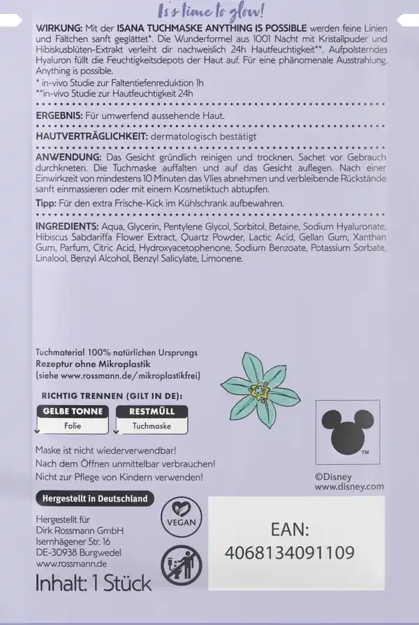 Bild 2 von ISANA Disney Tuchmaske Anything is possible