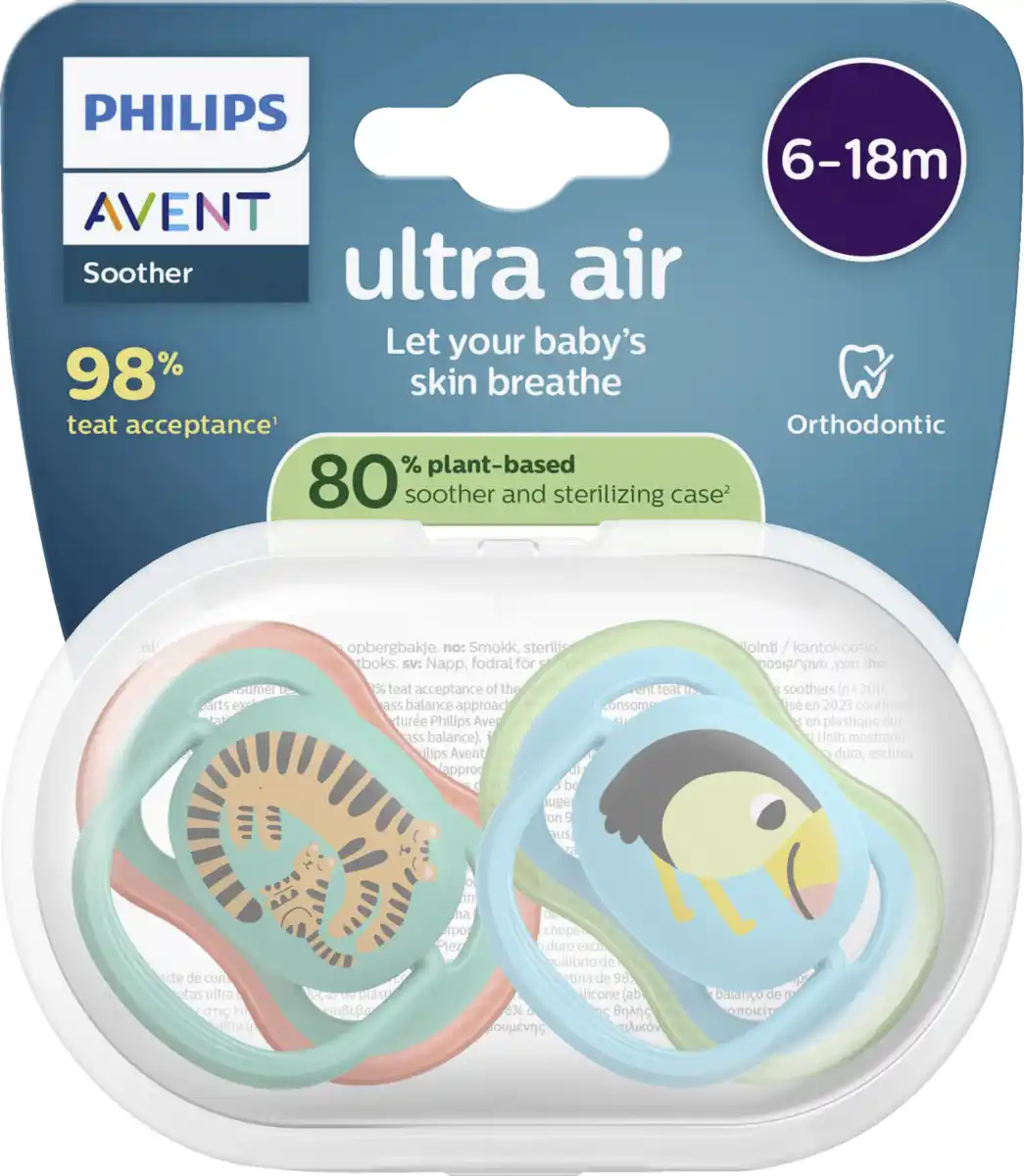 Bild 1 von PHILIPS AVENT ultra air Schnuller Tiger & Vogel 6-18 Monate