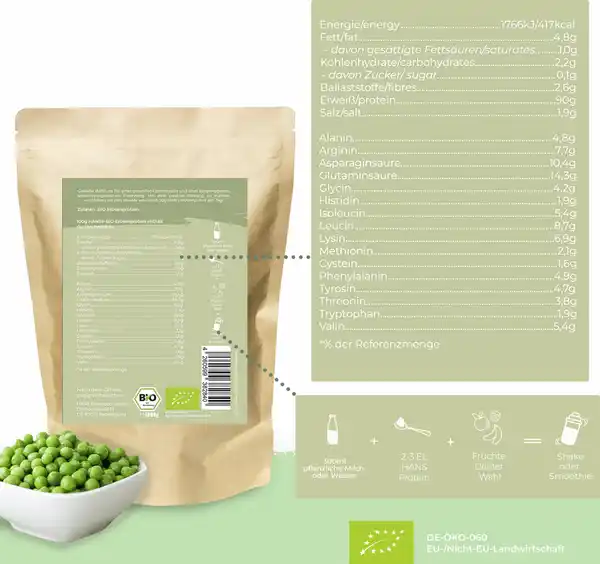 Bild 2 von HANS Brainfood Bio Ultra Protein Erbse, 1.000 g