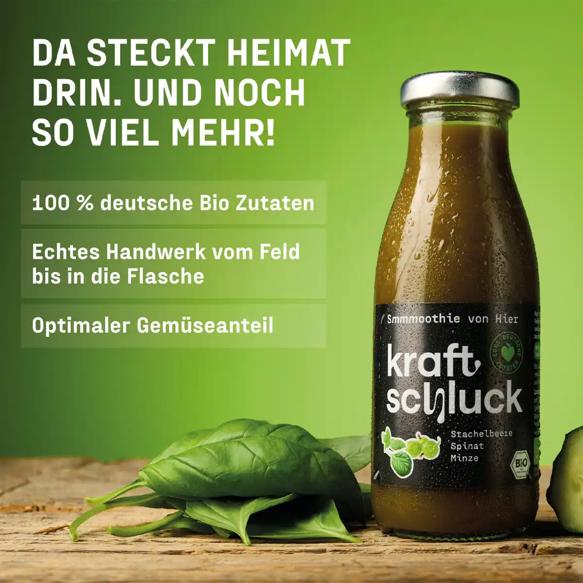Bild 3 von kraftschluck Bio Smoothie Stachelbeere, Spinat & Minze, 250 ml