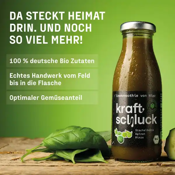 Bild 3 von kraftschluck Bio Smoothie Stachelbeere, Spinat & Minze, 250 ml