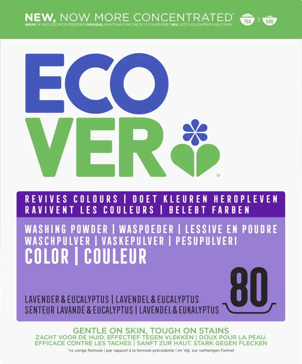 Bild 1 von Ecover Colorwaschmittel Pulver Lavendel & Eukalyptus 80WL, 80 WL