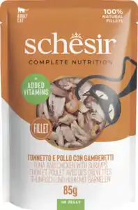 Schesir Cat Complete & Balanced Thunfisch Huhn Garnelen Jelly, 85 g