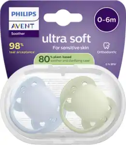 PHILIPS AVENT ultra soft Schnuller hellblau & grün 0-6 Monate