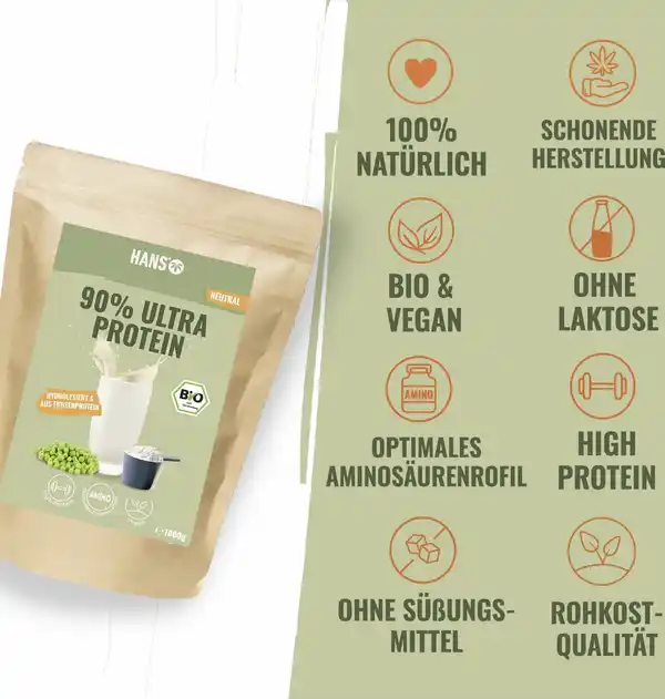 Bild 3 von HANS Brainfood Bio Ultra Protein Erbse, 1.000 g
