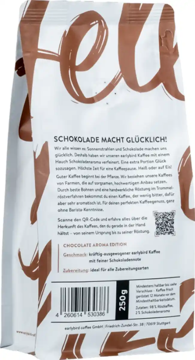 Bild 2 von earlybird coffee Kaffee mit Schokoladennote, ganze Bohne, 250 g