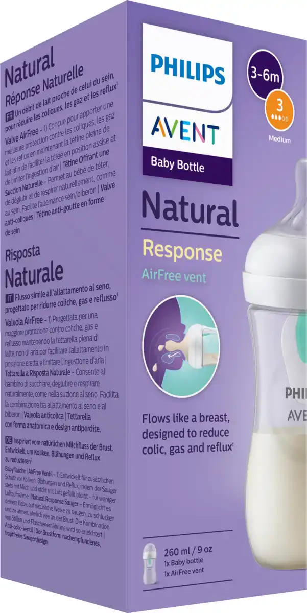 Bild 2 von PHILIPS AVENT Natural Response AirFree Flasche 260 ml SCY67301 3-6 Monate