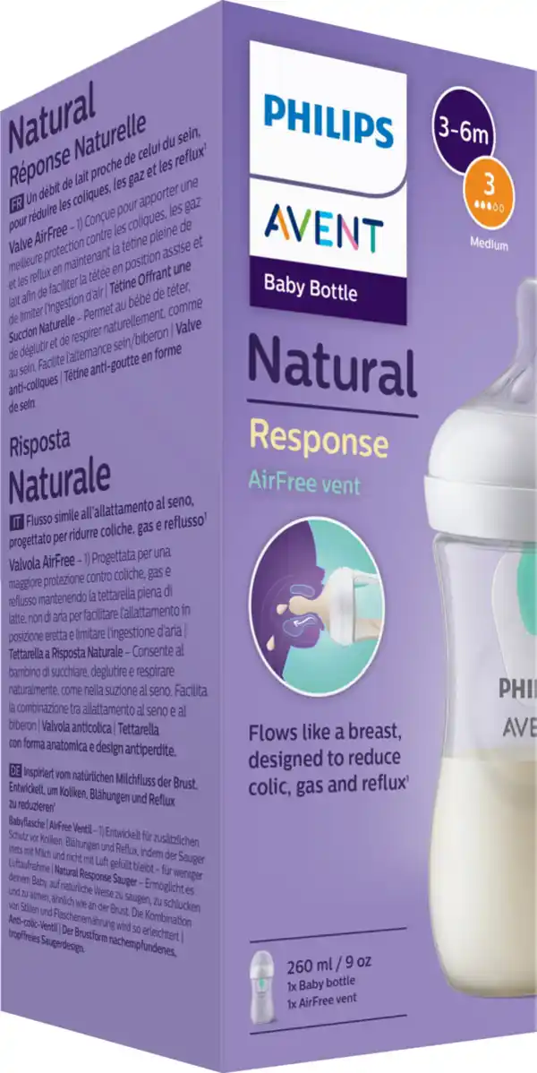 Bild 2 von PHILIPS AVENT Natural Response AirFree Flasche 260 ml SCY67301 3-6 Monate